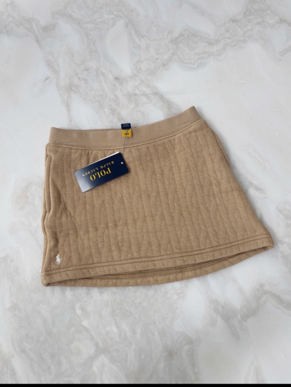 Polo Ralph Lauren Girls' Size 5 Quilted Cable-Motif Skirt Khaki